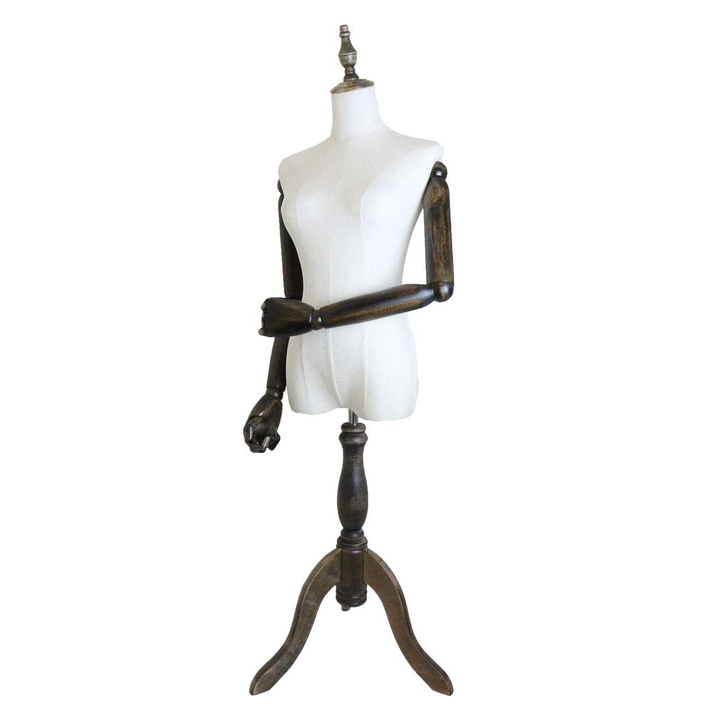 Amazon.co.jp: マネキン 稼働 アーム付き トルソー 女性用 上半身 木製