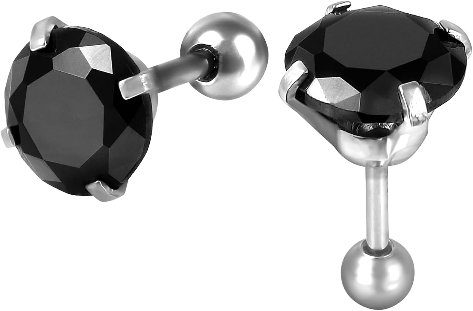 Amazon | メンズ ピアス 片耳用 黒ダイヤ ブラックダイヤモンド CZ