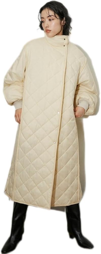 Amazon | [アダムエロペ] スタンドネックキルティングコート オフ