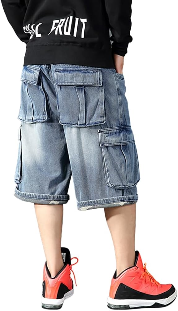 Amazon.com: Baggy Jeans Shorts for Men Hip Hop Loose Fit Work 3/4