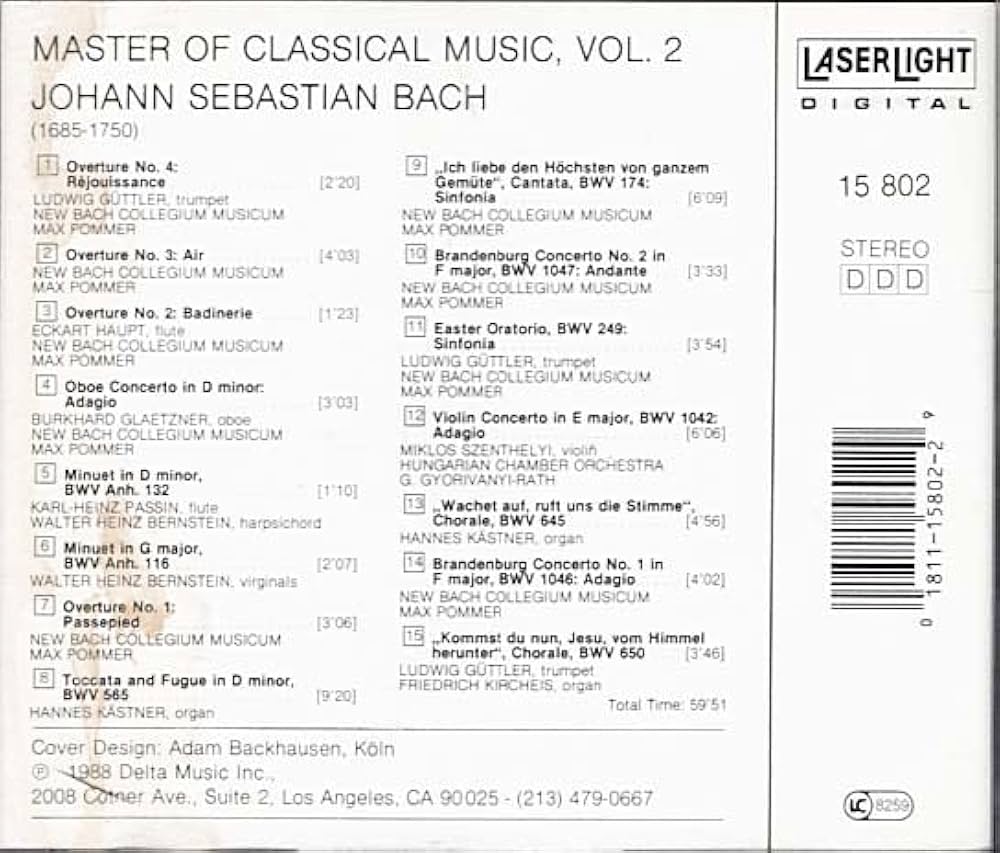 Amazon.com: Masters Of Classical Music, Vol.2: J.S. Bach ~ Bach