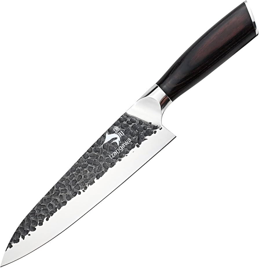 Amazon | 漁川 牛刀包丁 【槌目料理包丁】 【6Cr16MoVステンレス鋼