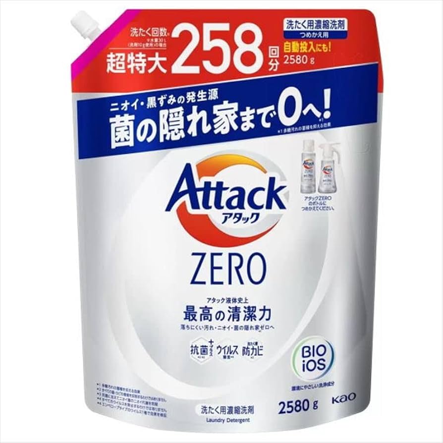 Amazon | 花王(Kao) アタックZERO 濃縮液体洗濯洗剤 詰替用 2580g
