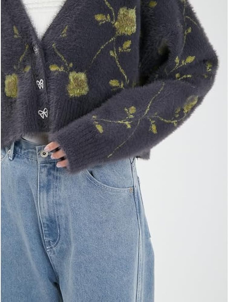 Amazon | [ファーファー] ローズジャガードカーディガン RWNT245043