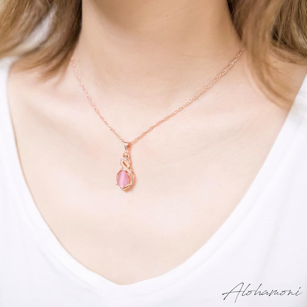 Amazon | ALOHAMONI (アロハモニ) ピンクオパール ネックレス