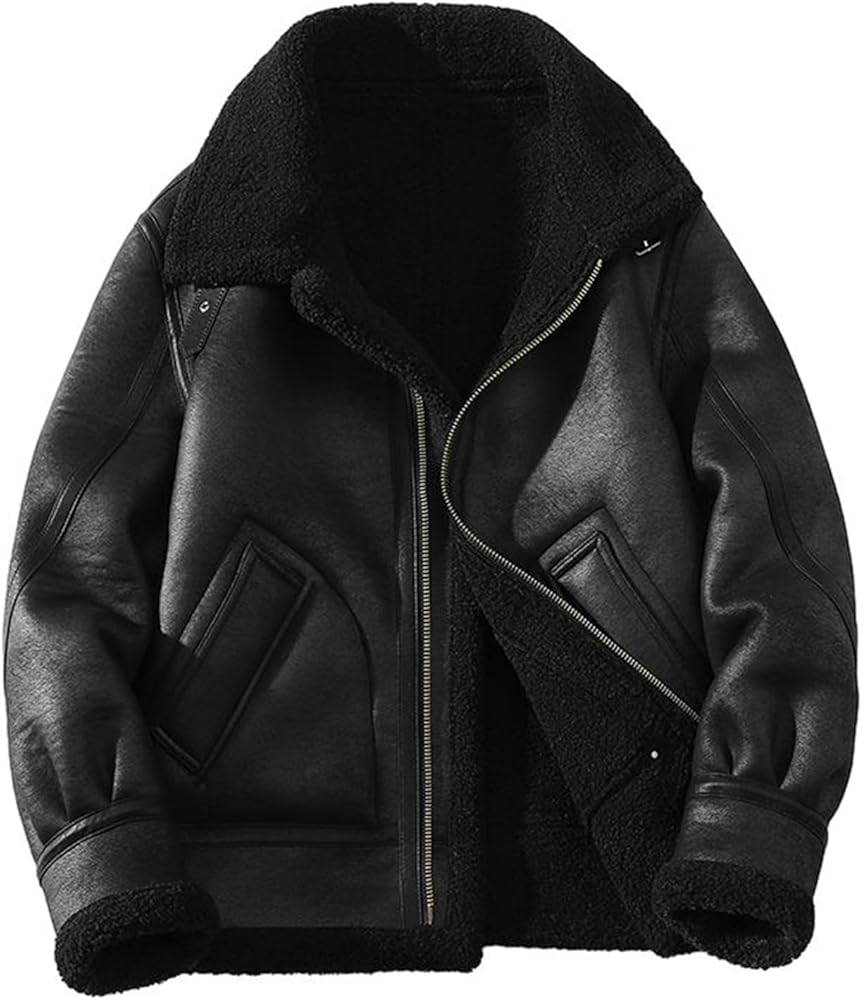 Amazon | [GUREITOJP] レザージャケット メンズ ムートンジャケット 裏