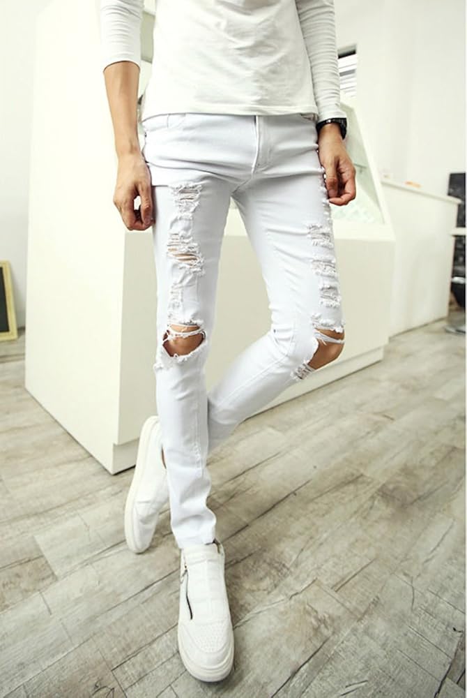 Amazon | (スノーラル) スキニー デニム パンツ ジーンズ ダメージ