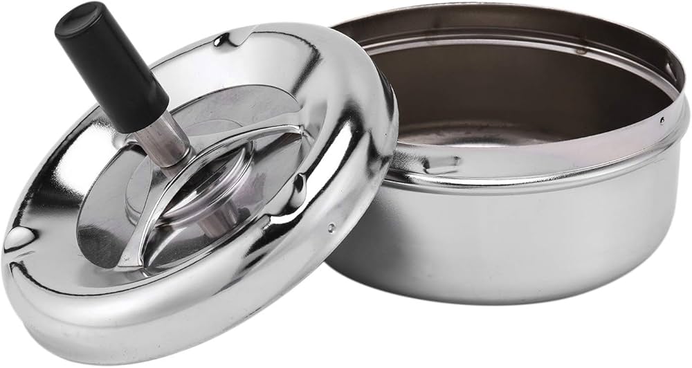 Amazon.co.jp: 円形回転式灰皿、タバコ灰の円形ステンレス鋼製灰皿