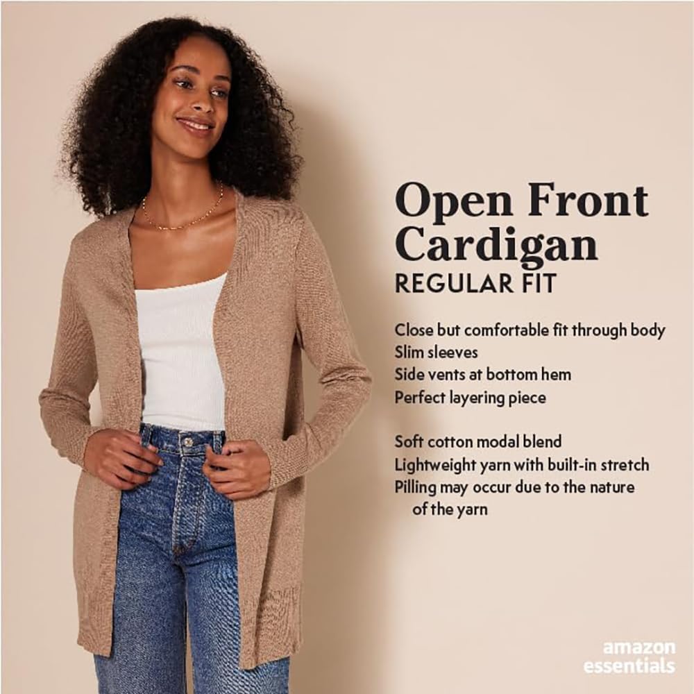 Amazon.com: Amazon Essentials Women's Open-Front Cardigan Sweater