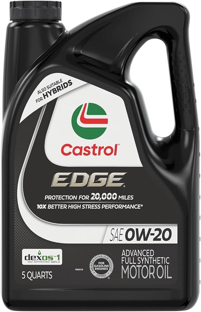 Castrol 03124 Edge 0W-20 Advanced Full Synthetic Motor Oil, 5