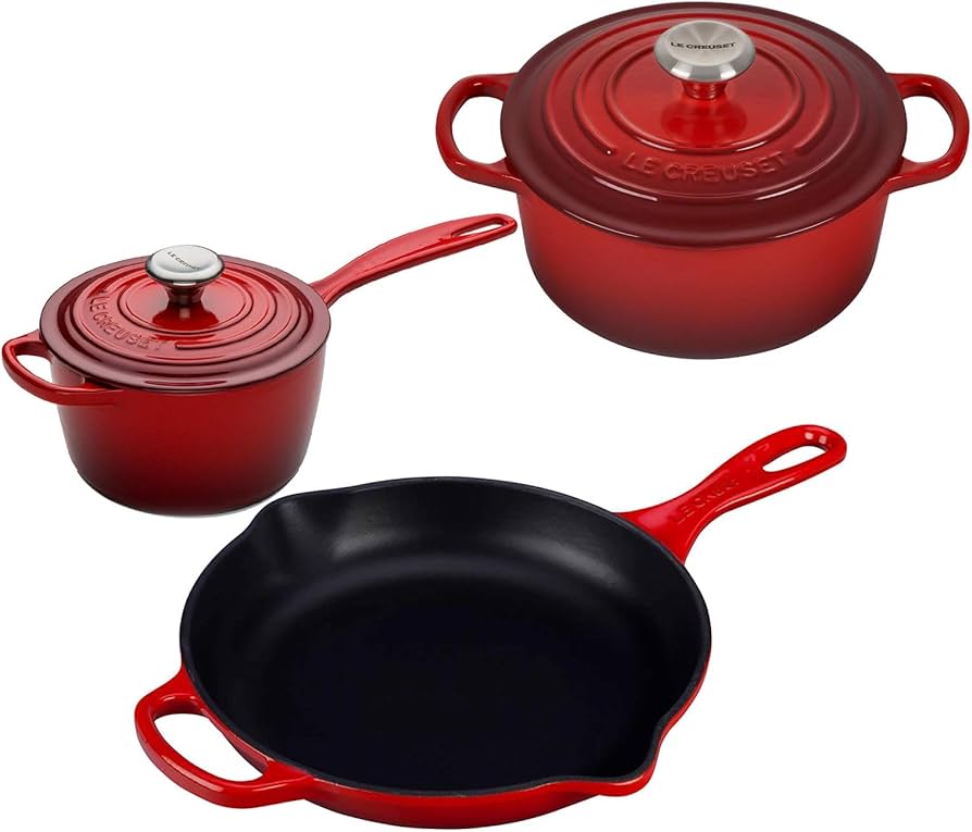 Amazon.com: Le Creuset 5 Piece Enameled Cast-Iron SS Knob Condo