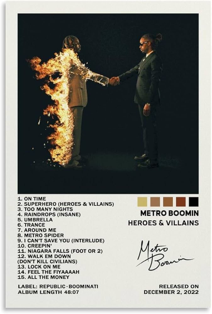 Amazon.com: NFJCHS Metro Boomin Poster Heroes & Villains Album