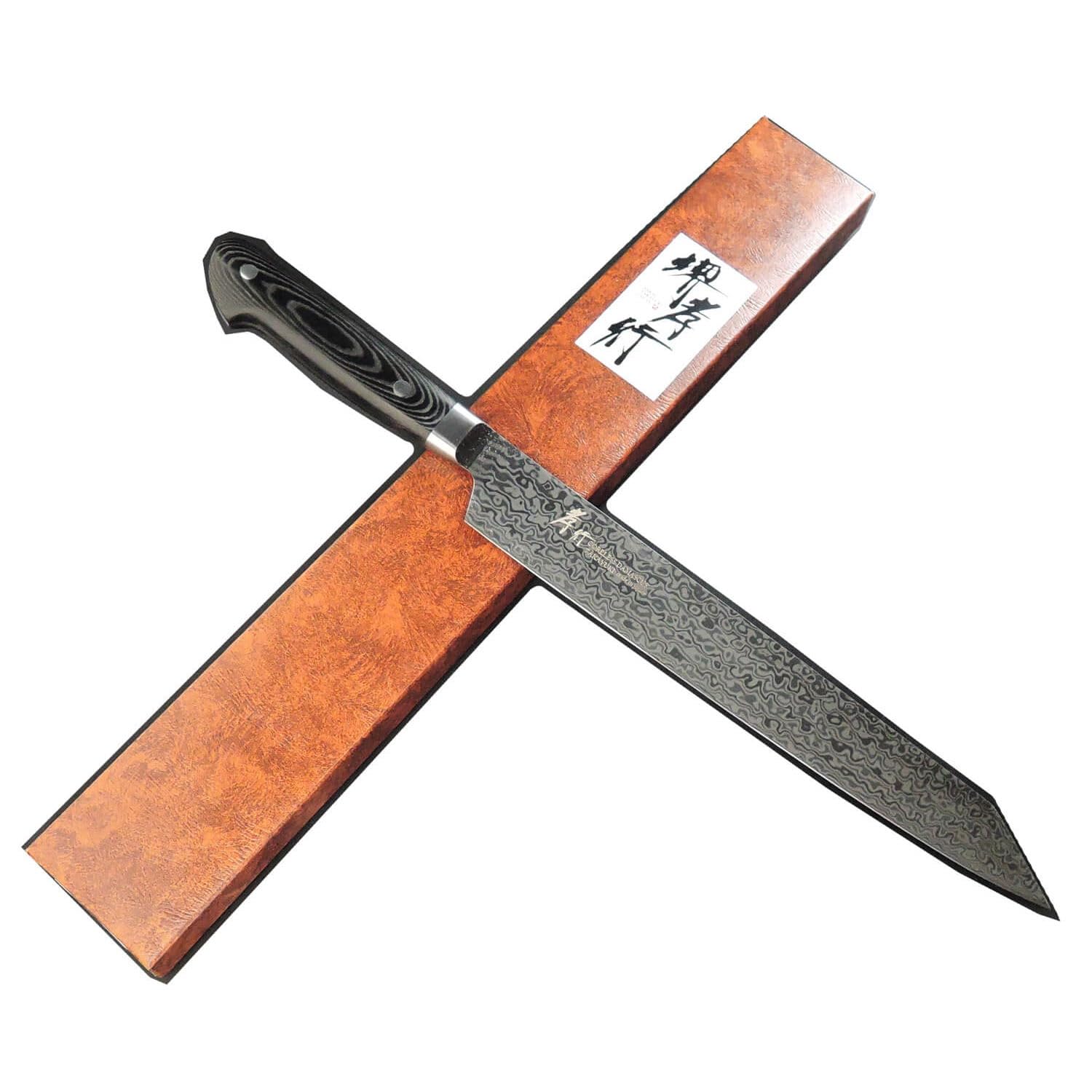 Amazon | 堺孝行 コアレスダマスカス 剣型（切付）柳刃260 ブラック