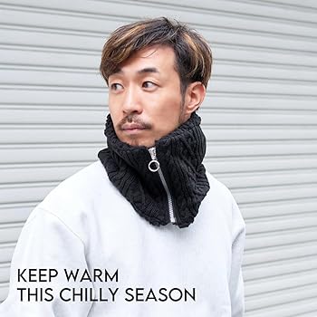 CHARM Winter Knit Neckwarmer Tube Scarf - Zipper Chunky Ski Neck