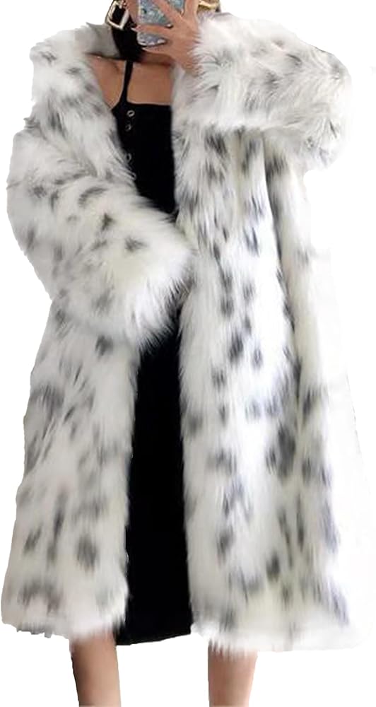xxxiticat Women's Faux Fox Fur Coat Winter Long Sleeve Plush