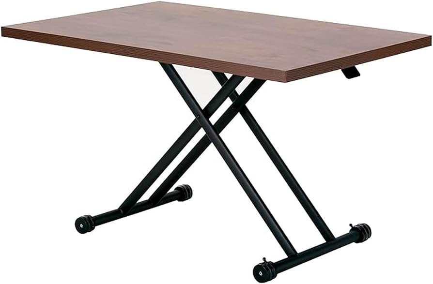 Amazon｜ガス圧昇降テーブル ブラウン 幅120×奥行80×高さ10~69.8cm