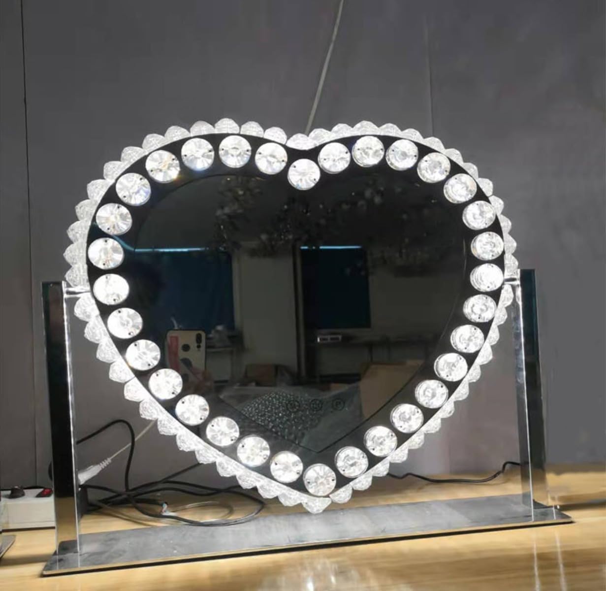 Amazon | 女優ミラー おしゃれ クリスタル 三色 無段階調光 LEDライト