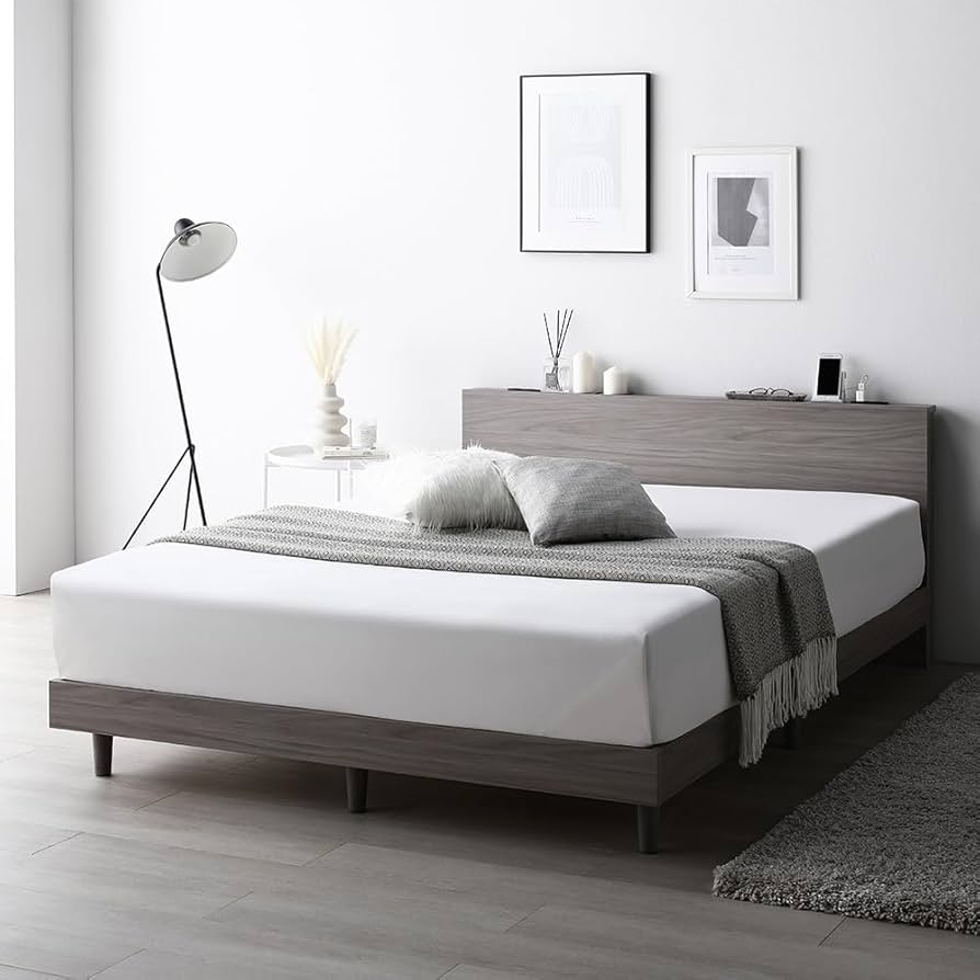 Amazon｜RASIK ベッド セミダブル フレームのみ グレージュ すのこ 宮