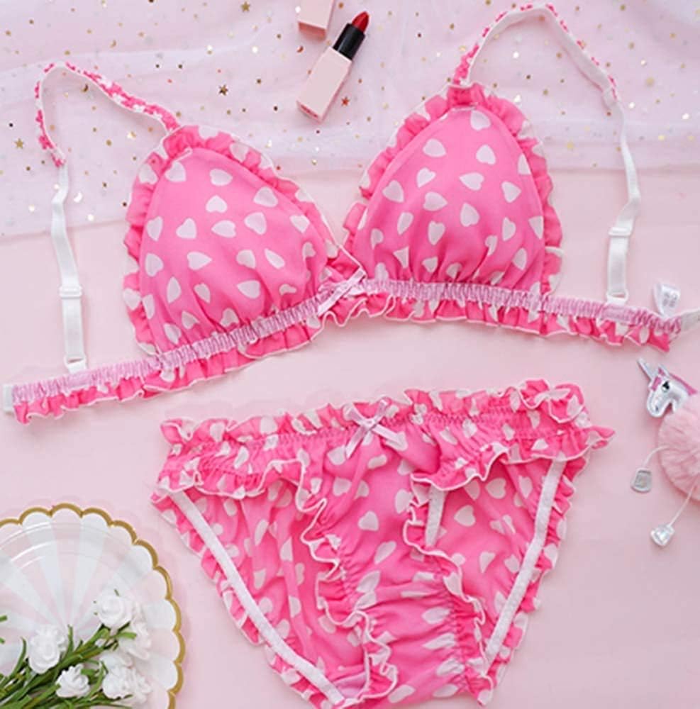 Amazon | MengC 超可愛い ピンク ハート ブラジャー セット かわいい