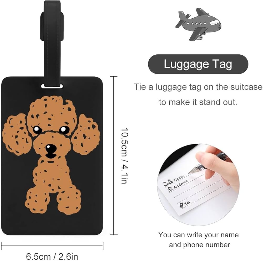 Amazon.co.jp: 荷物タグ かわいいトイプードルロゴ ネームタグ 名札