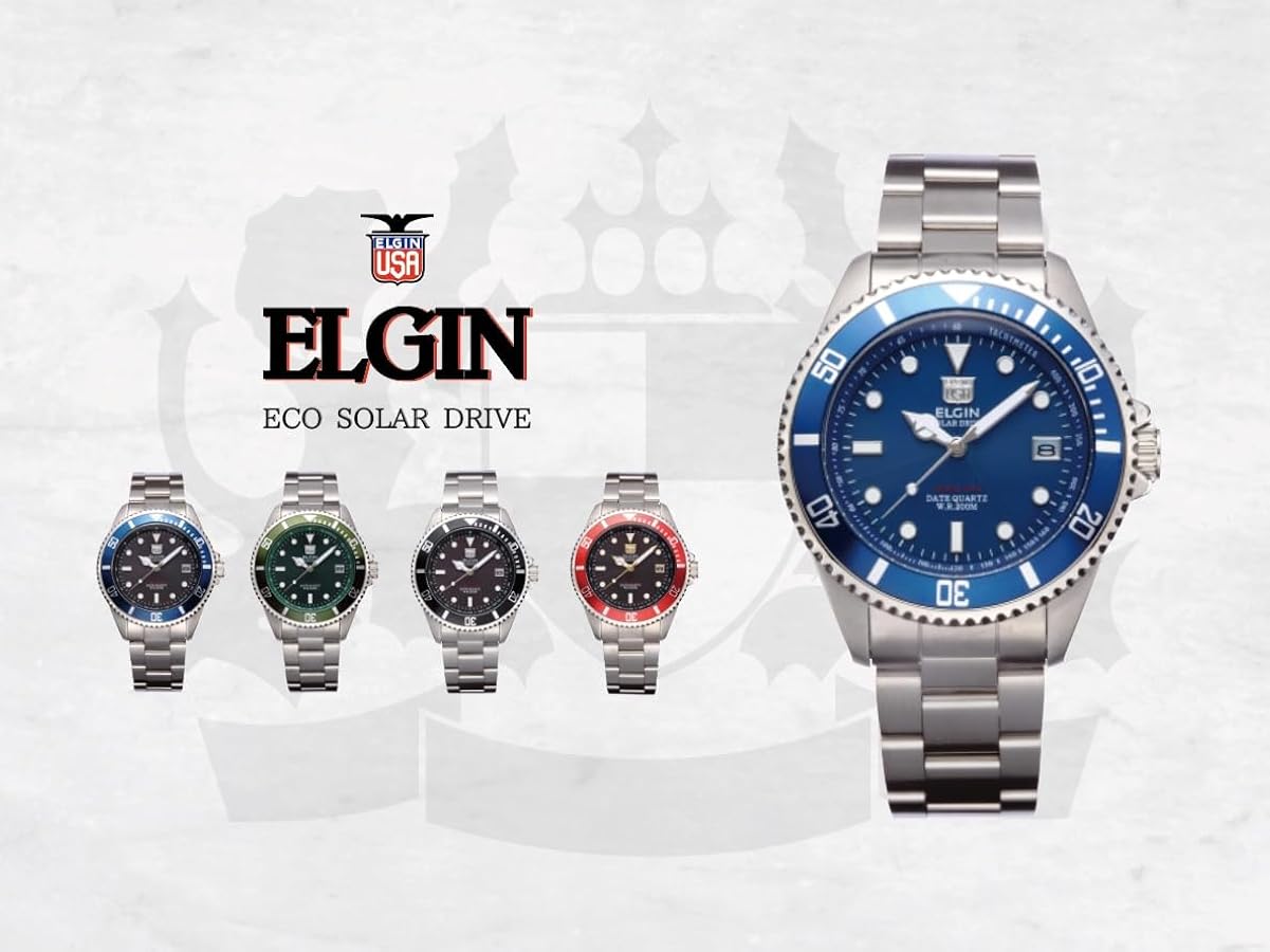 Amazon.co.jp: [エルジン] ソーラー ダイバー 腕時計 FK1426S-B メンズ