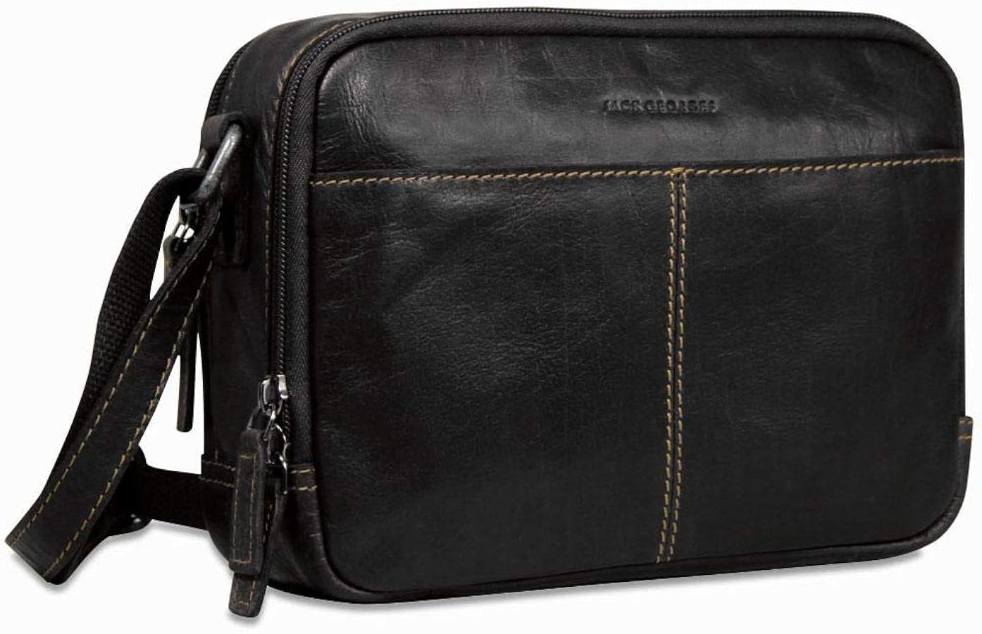 Amazon.com: Voyager Double Zippered Crossbody Bag #7195 (Black