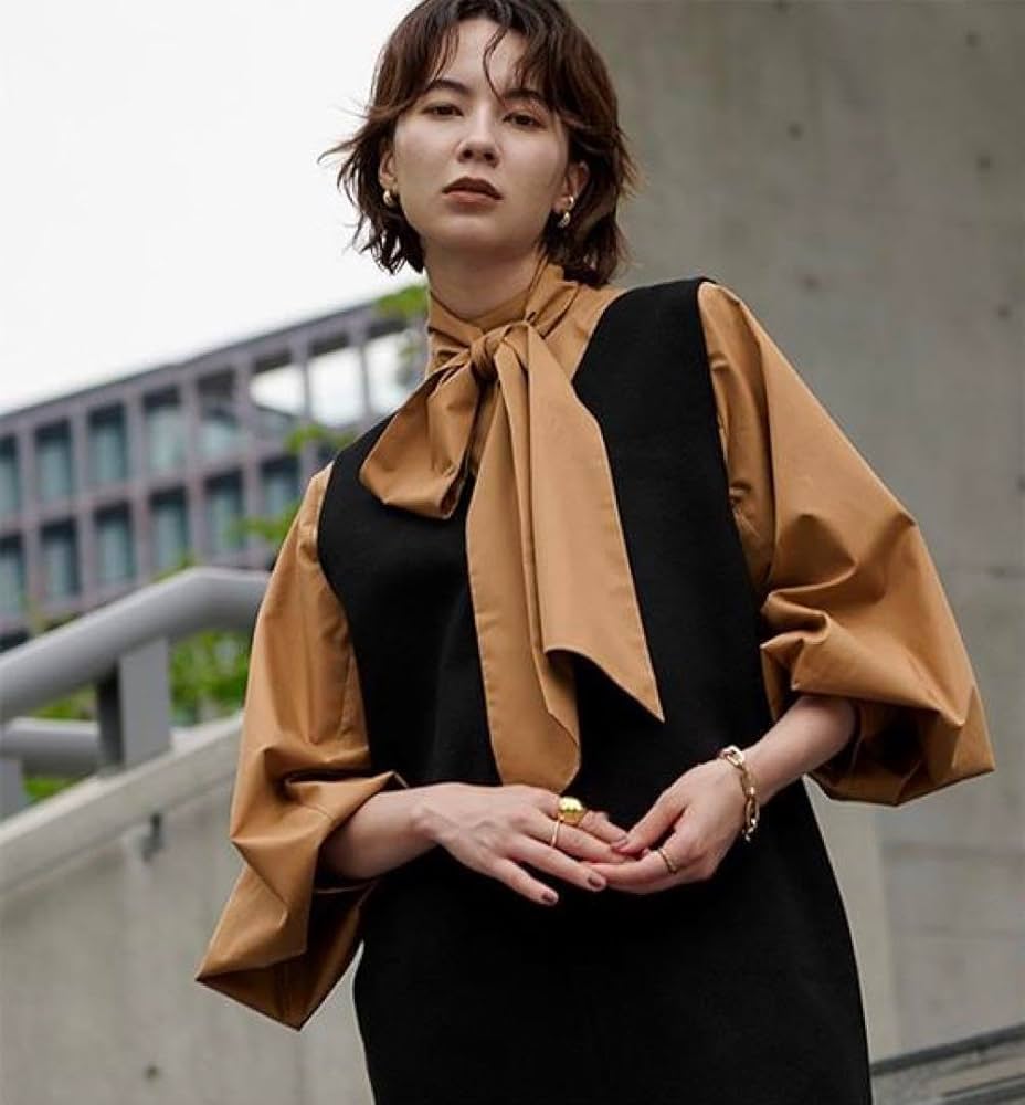 Amazon.co.jp: ur's 2wayボウタイブラウス () キャメル : 文房具