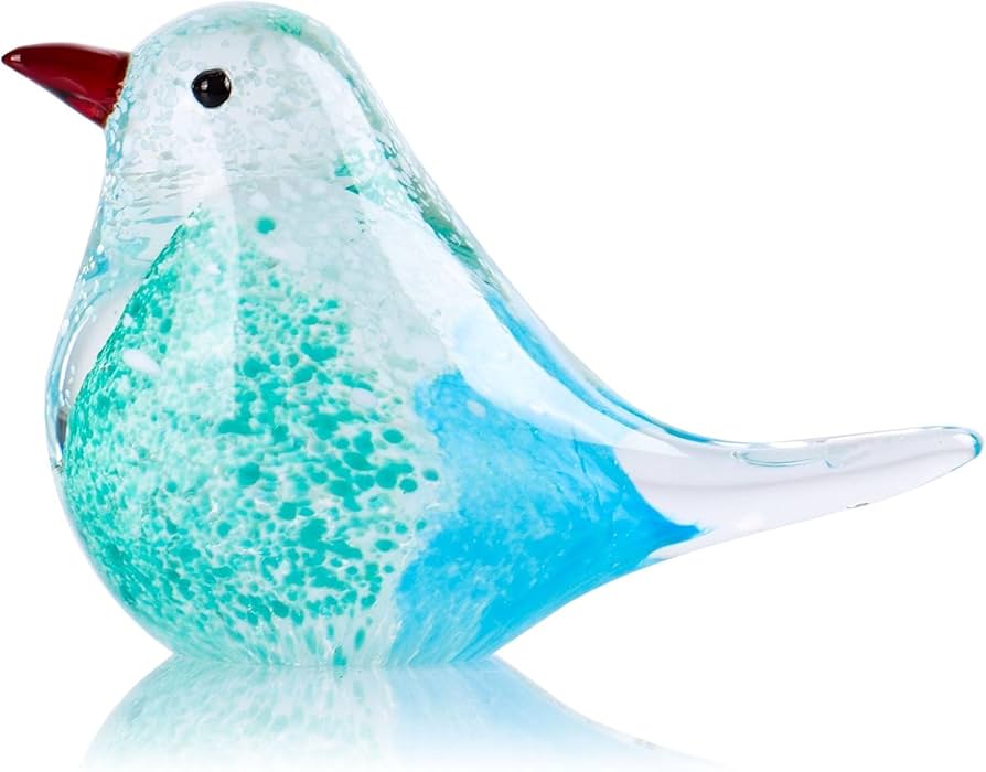 Amazon.co.jp: ガラス鳥の置物 青い鳥の置物 ムラノガラスの鳥 鳥の