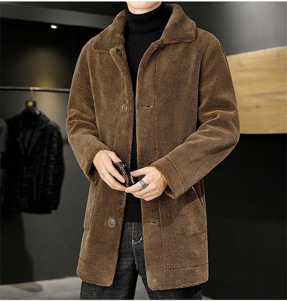 Amazon | [ZHONGJUE] ロングコート メンズ ムートンコート