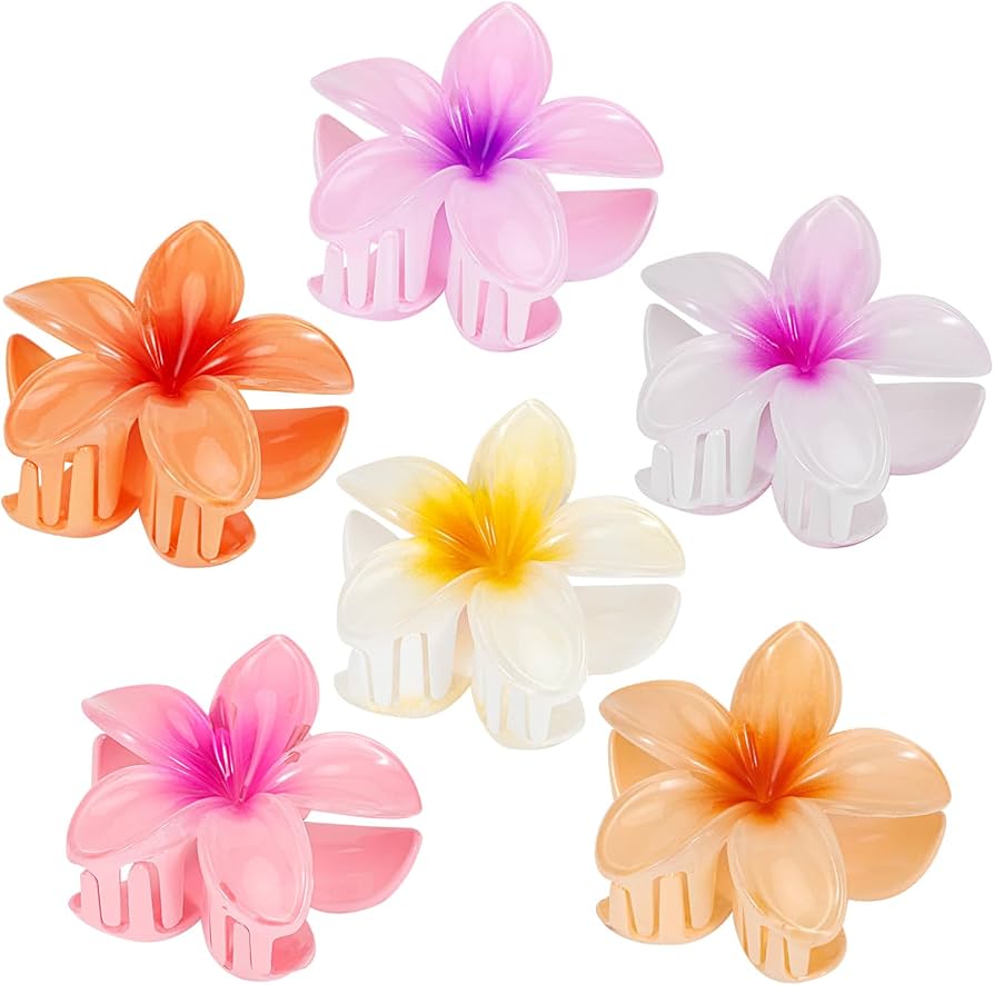 Amazon.co.jp: フラワーヘアクリップ 6個 大きな爪クリップ 太い髪用