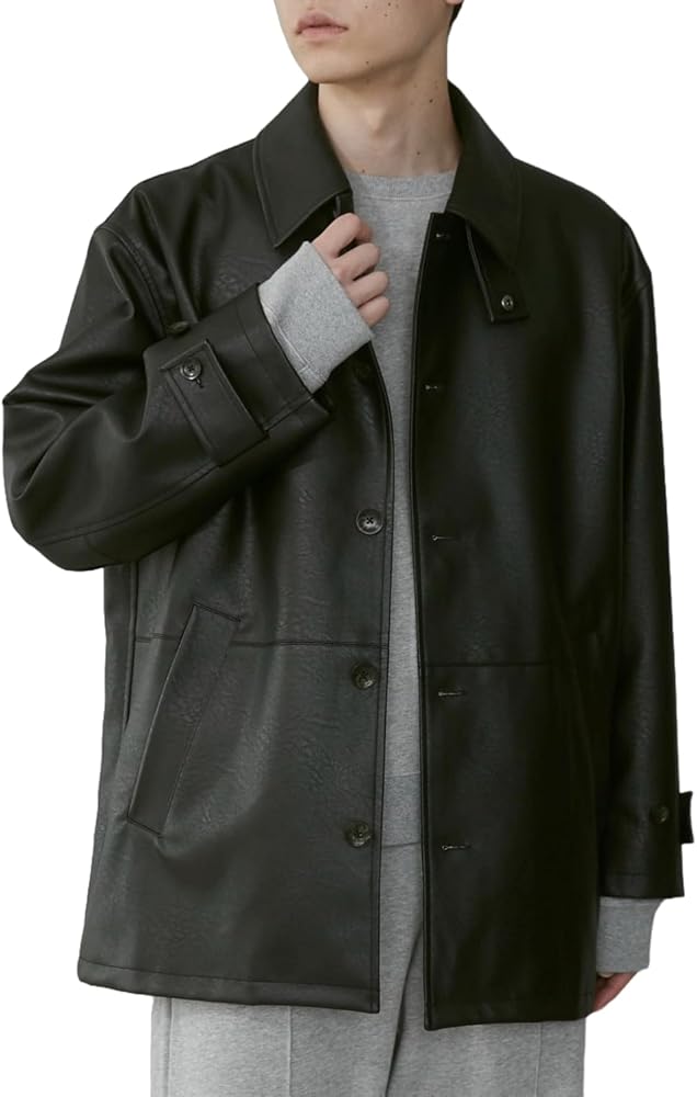 Amazon | [ウィゴー] シンセティック レザー カーコート レザーコート