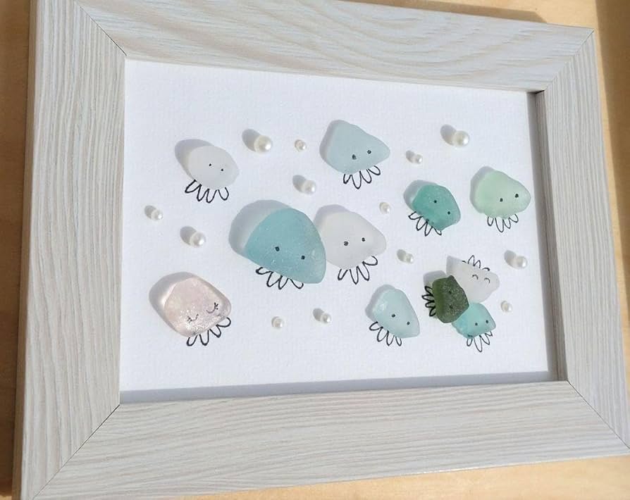 Amazon.co.jp: シーグラスアート ヒーリングアート くらげちゃん 海の