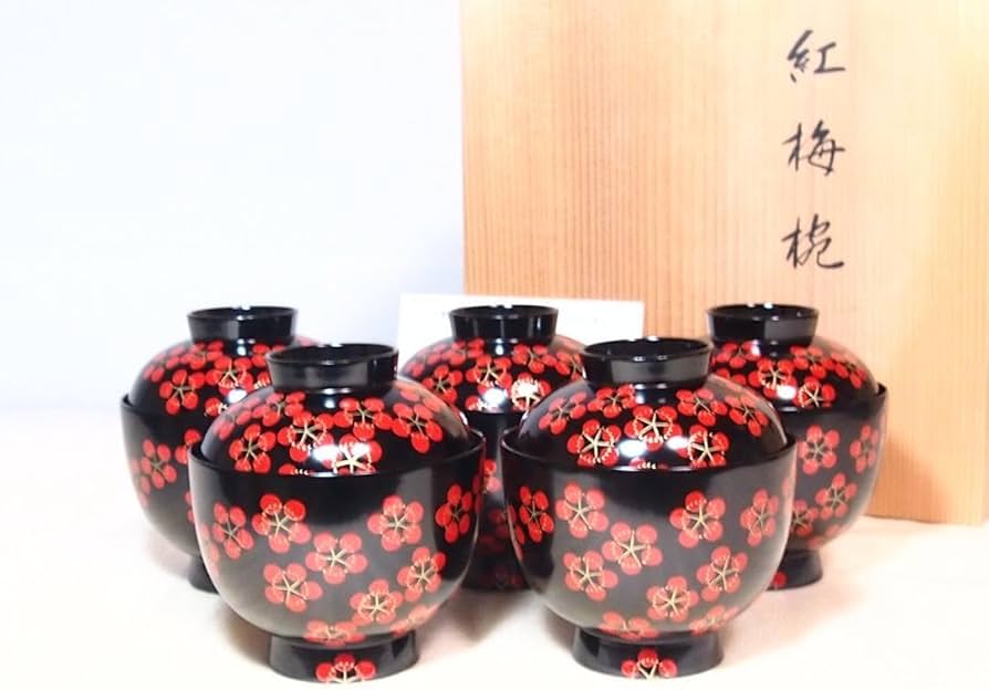 象彦 五清 吸物椀 五客セット 漆器 蒔絵 金彩 木製 高級 松竹梅蘭菊 五