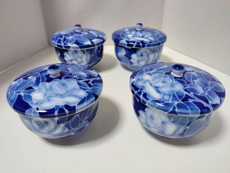 Amazon | 深川製磁 古代バラ 蓋付湯呑み 4客 | ノーブランド品