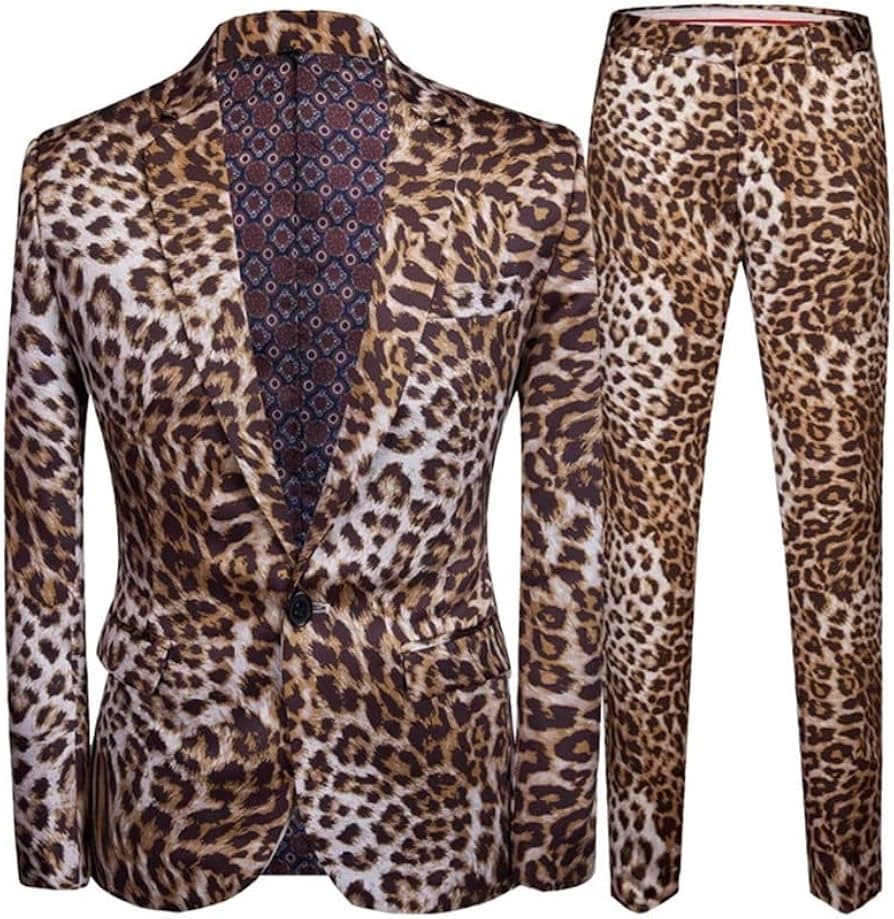 Amazon.co.jp: メンズスーツ メンズ カジュアル ヒョウ柄 ナイトクラブ