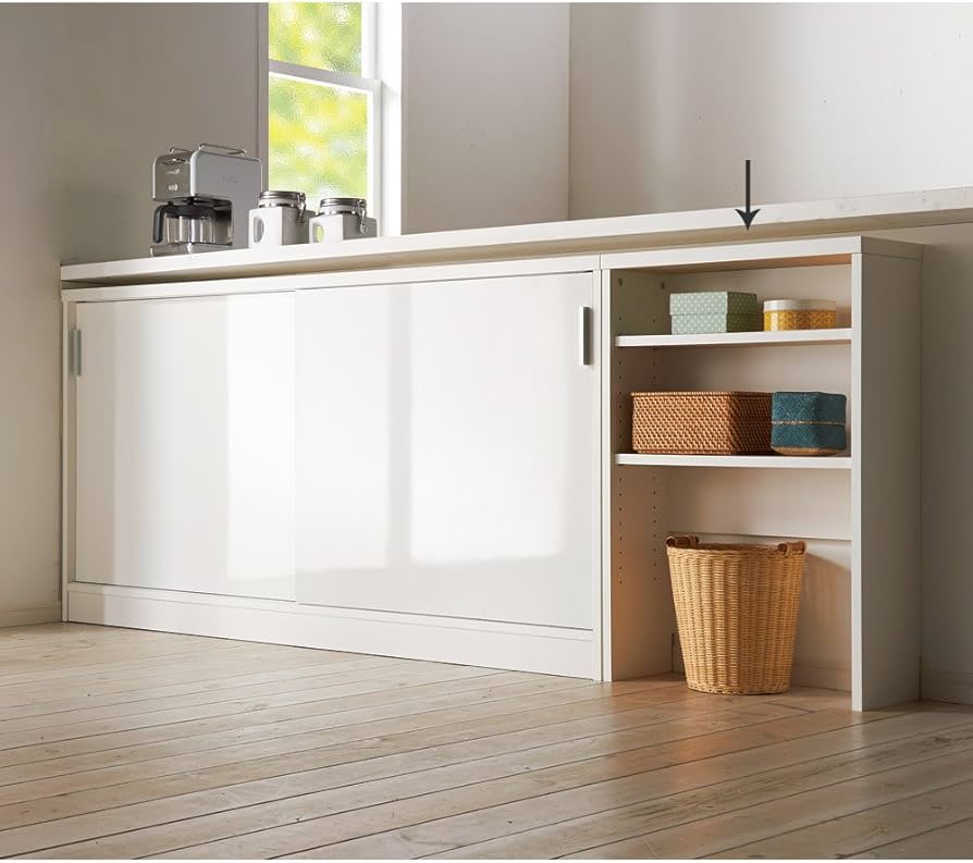 Amazon｜ディノス キッチン収納 キッチンカウンター下収納 引き戸
