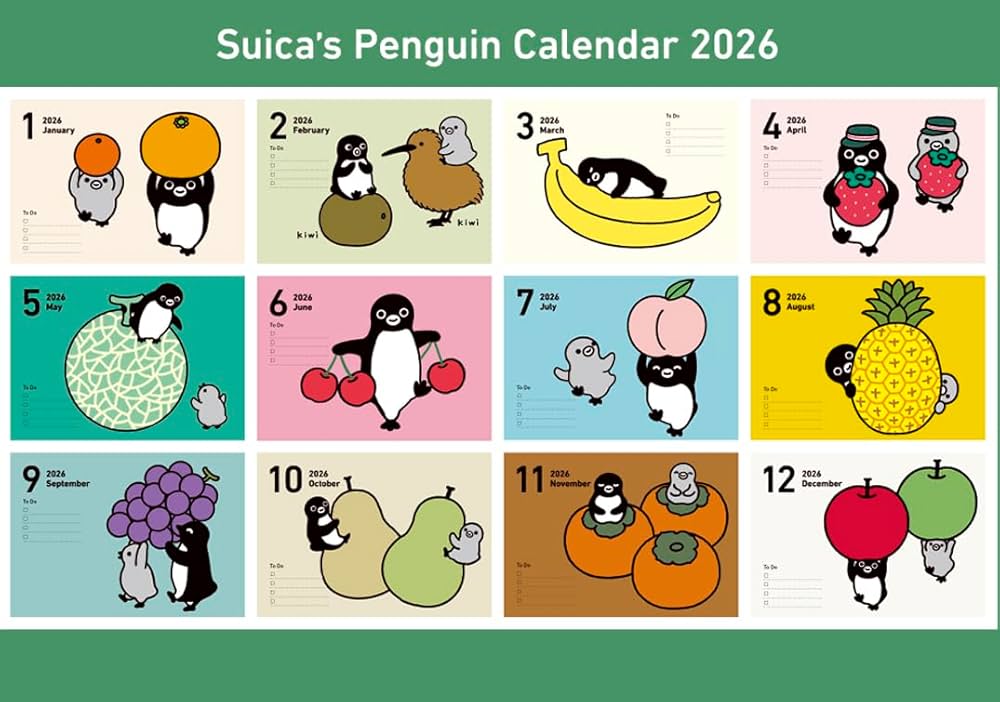 Amazon.co.jp: Suica's Penguin壁かけカレンダー2026 ([カレンダー