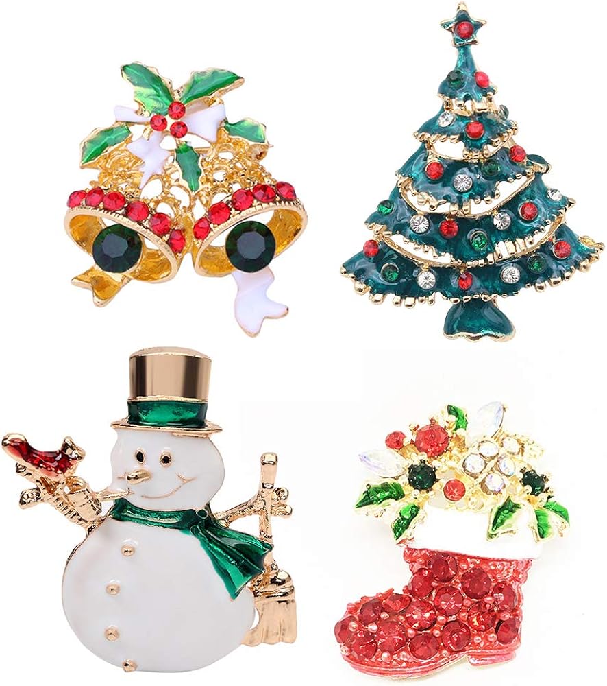 Amazon.co.jp: Healifty 4本のクリスマスブローチピンバッジの雪だるま