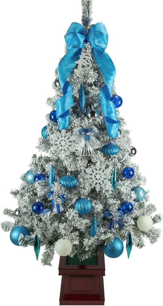 Amazon | クリスマス屋 クリスマスツリー 180cm 木製 ブルー 雪 白