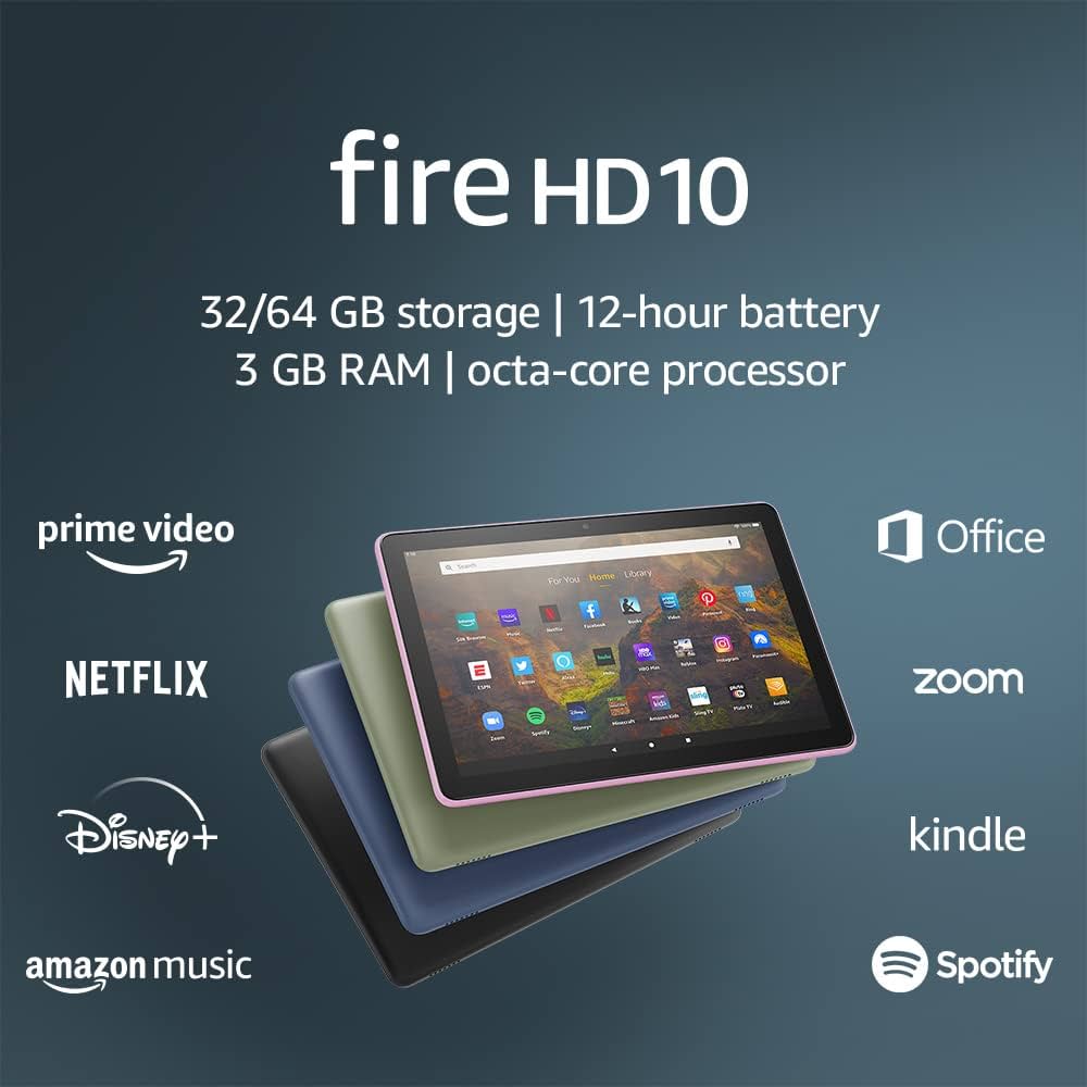 2021 Black Fire HD 10 Tablet, 1080p Display & 64 GB | Amazon