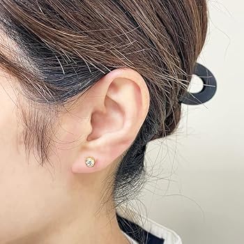 Amazon | K18 ダイヤピアス 片耳 プラチナ 1粒 ダイヤモンド 0.2ct