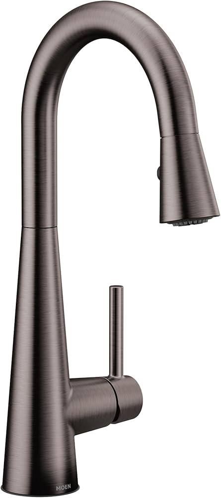 Moen 7664BLS Sleek One-Handle High Arc Pulldown Bar Faucet, Black