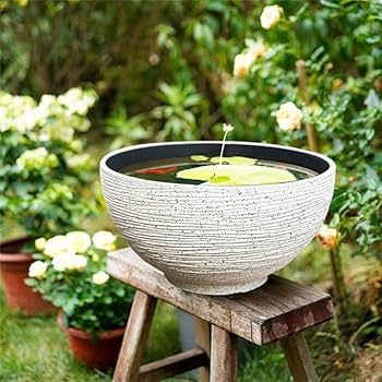 Amazon | メダカ 鉢睡蓮鉢 水生植物金魚鉢 植木鉢 植木鉢鉢 模造石 丸