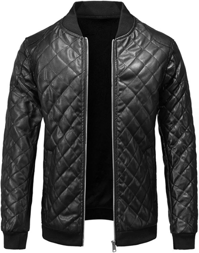 Amazon.co.jp: メンズキルティングレザージャケット，ジャケット 中綿