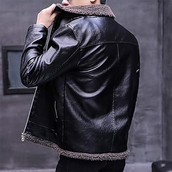 Buy Men's Vintage Fleece Lined Leather Jacket Winter Warm Thick