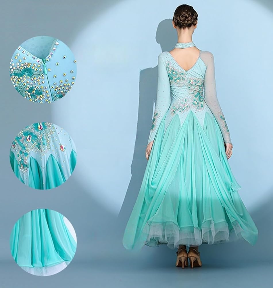 Amazon.co.jp: [RIKOUZY] 高級 社交ダンス ドレス ミントグリーン 豪華