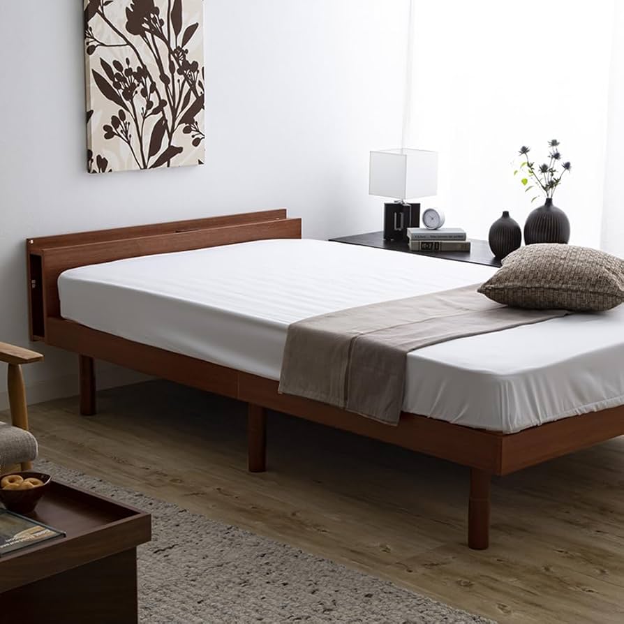 Amazon｜アイリスプラザ ベッド ベッドフレーム 棚付き 2口コンセント