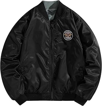Mens Big and Tall Bomber Jackets Winter, Hip Hop Zipper Reversible