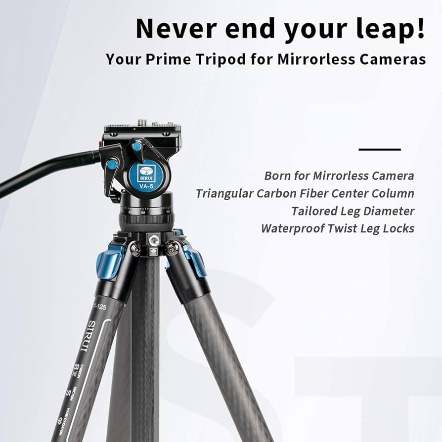 Amazon.com : SIRUI ST-125+VA-5 Carbon Fiber Tripod with Fluid