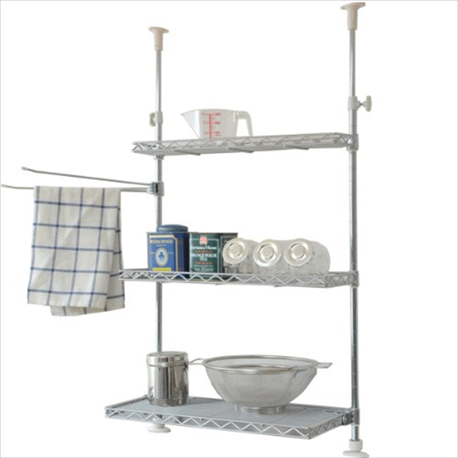 Amazon｜山善(YAMAZEN) シンク上突っ張りキッチンラック(幅45) クロム